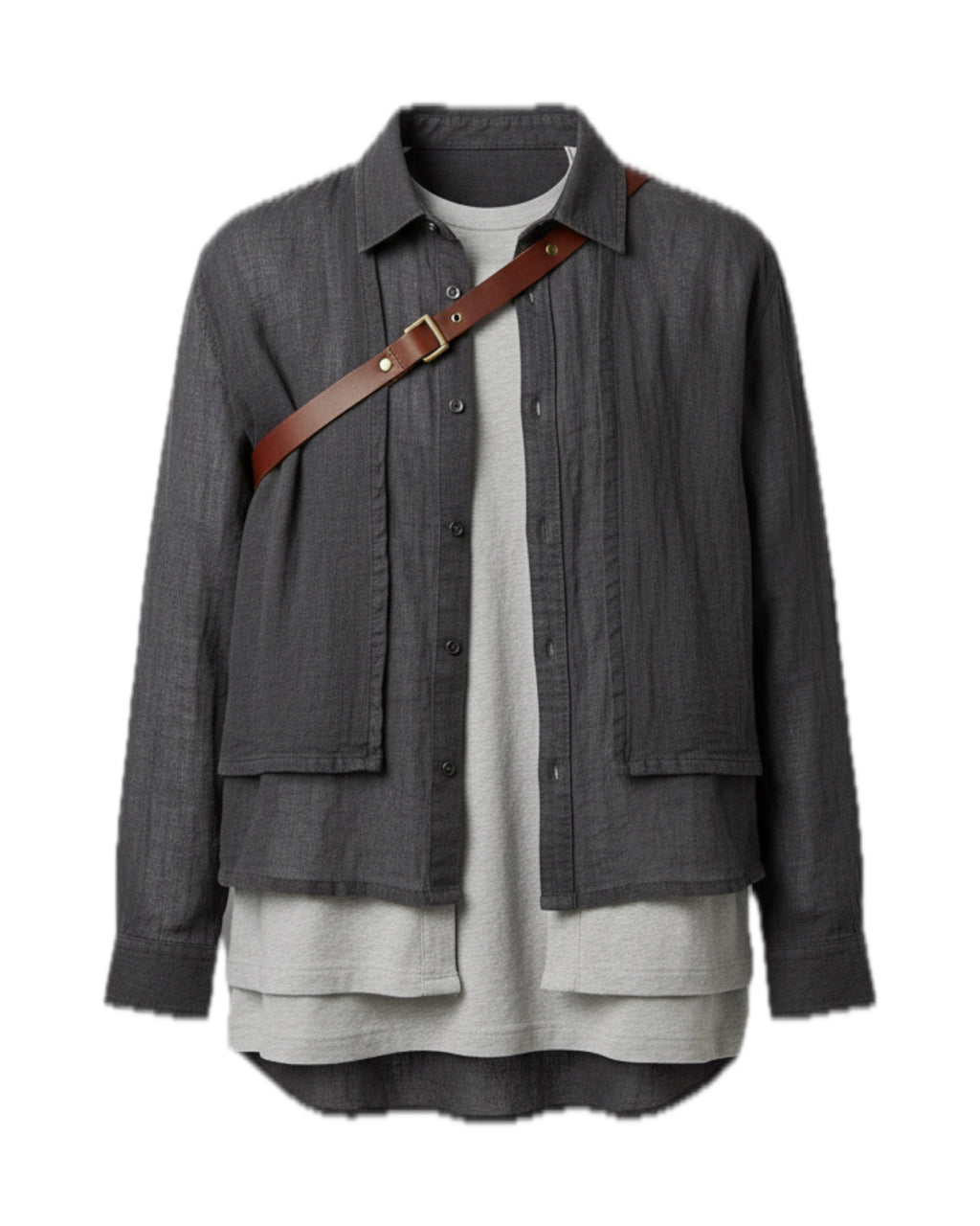 Shirt with Leather Trim